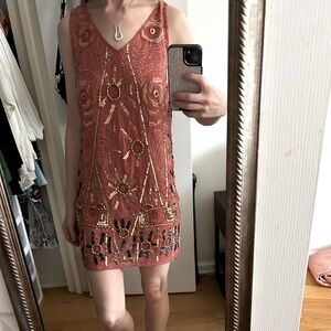 Free People Coral Beaded Dress